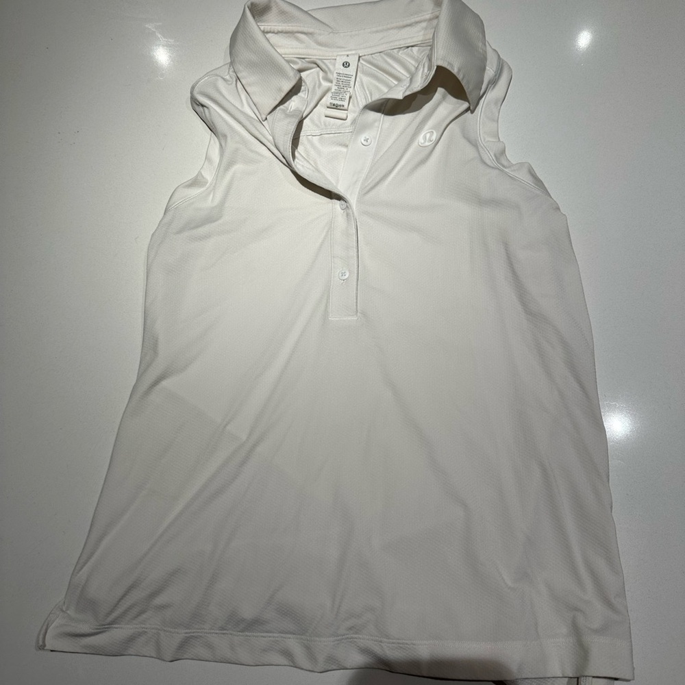 lululemon athletica Women's White Sleeveless Polo Top - Picture 2 of 4